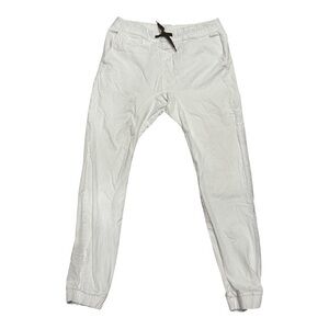 WT02 Pants Mens Large White Drawstring Jogger Elastic Cuff Casual Streetwear